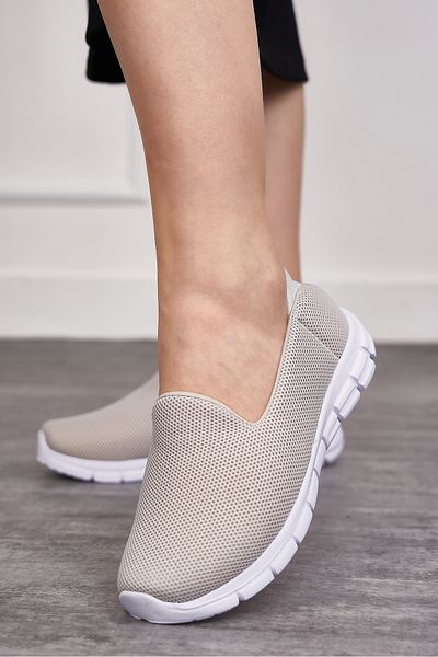 Nstil Balerini gri pentru femei de zi cu zi, ușor de purtat, respirabili, ușoare, talpă confortabilă, pantofi sport flexibili 035