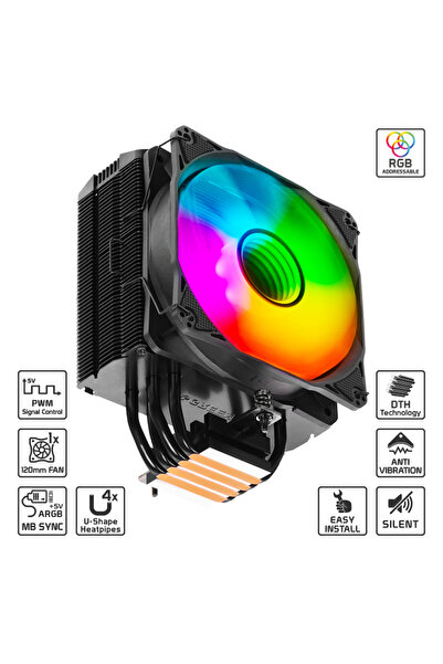 Green Fan Cpu Combo Notus 400 Argb Bakır Boru Kule Tipi 1700+1200+1366+2011+1...