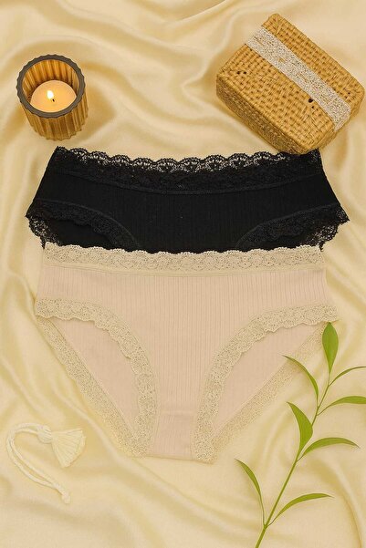 hepimiz alalım Set de 2 chiloți slip de damă cu detalii din dantelă din bumba...
