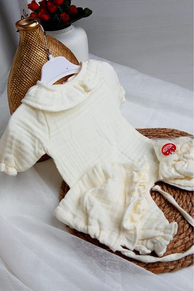 CDE Triple, Round Ruffle Collar Hospital Release Jumpsuit (Back Clip)