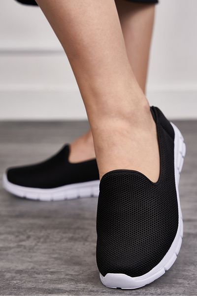 Nstil Pantofi de zi cu zi pentru femei, negru, alb, balerină, ușor de purtat, respirabil, ușor, cu talpă confortabilă, pantofi sport 035