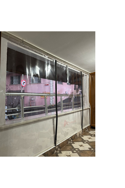 AÇIKGÜL TEKSTİL BRANDA Özel Ölçü Fermuarlı Şeffaf Branda Pencereli Kuşgözlü Balkon Perdesi