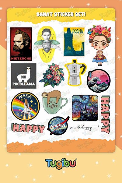 TUGİBU Frida Sticker Set, Art Sticker, 15 Pieces of Art, Art Sticker