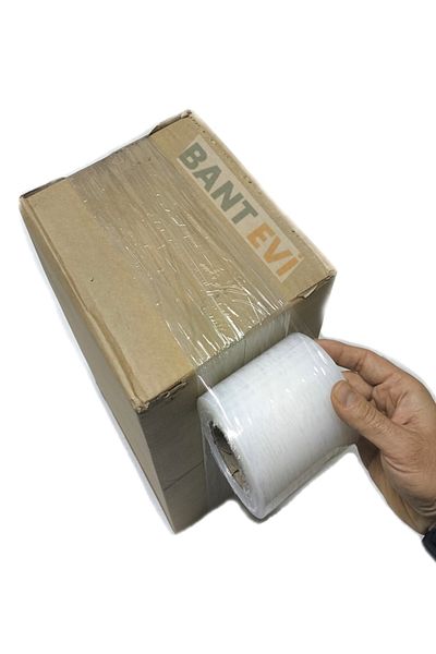 BANT EVİ Transparent Mini Handheld Pallet Stretch - 2 Pieces 10Cmx250M Tape House Sectional Stretch Film