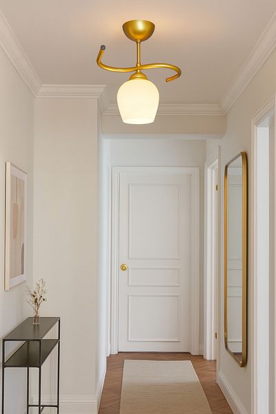 Modavize Fuji Living Room - Kitchen - Bedroom - Hall - Antique Color White Glass Single Chandelier