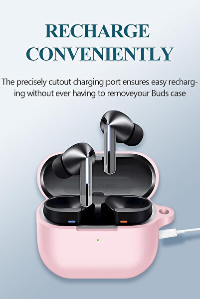 EWEC Samsung Galaxy Buds3, Buds3 Pro, Buds3 Fe Uyumlu Silikon Kılıf, Kulaklık İpi, Temizleme Kalemi Seti