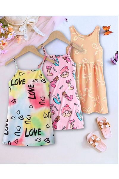 Fox Moda Rochie pentru fetiță cu bretele din 3 piese