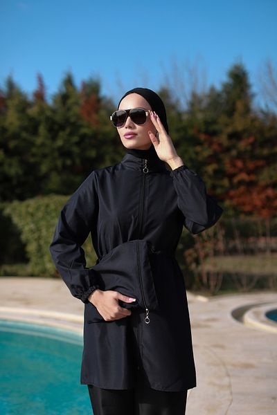 dilber fashion Bone and Bag Gift Gathered Waist Hijab Swimsuit Set