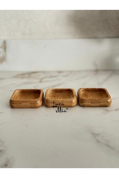 Luca Mia Bamboo 3-Piece Square Snack Bowl 9.5 cm