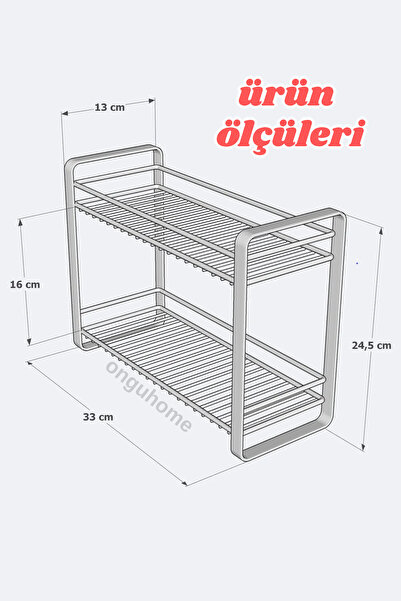 ongu home Tezgah Üstü Metal Organizer Raf Banyo Düzenleyicisi Mutfak Rafı Baharatlık Makyaj Standı Ofis Raf