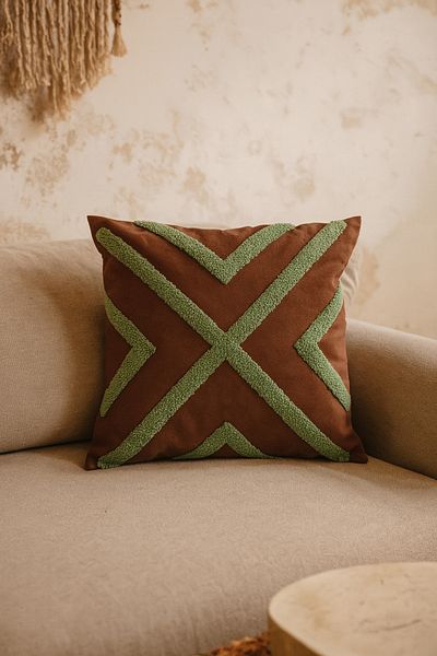 Rell Home غطاء وسادة رمي منقوش عرقيًا