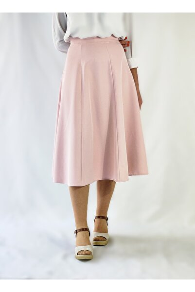 YAXİ Dusty Pink Six Piece Maxi Woven Belted Skirt