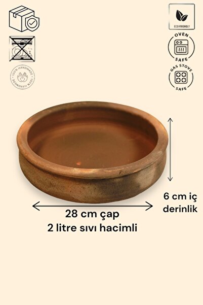 AdenArt 3'lü Toprak Güveç-fırın Tepsisi-pişirme Kabı Seti 37 Cm- 33 Cm -28 Cm