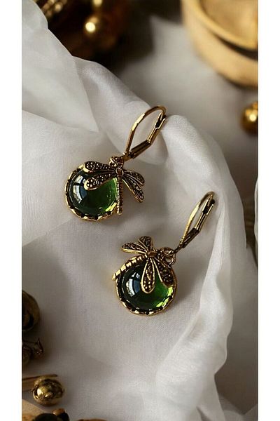 MIRADA JEWELRY Vintage Green Dragonfly Earrings