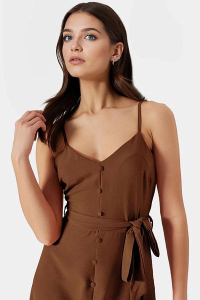 PayBuy Maxi Dress a Line Cutout Sleeveless Woven Fabric Belted for Summer Casual