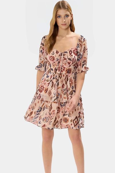 PayBuy Floral Mini Dress Lined Short Sleeve Woven Summer Carefully Selected Perfect Fit
