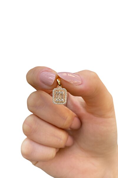 Altınaşkı Baget Taşlı Altın Kolye Ucu