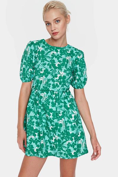 PayBuy Floral Print Mini Dress Crew Neck Short Sleeve Casual Summer Stylish Look Perfect Fit