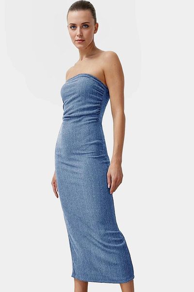 PayBuy Midi Knitted Strapless Dress Bodycon Pattern Summer Casual Daily Comfortable Carefully Selected
