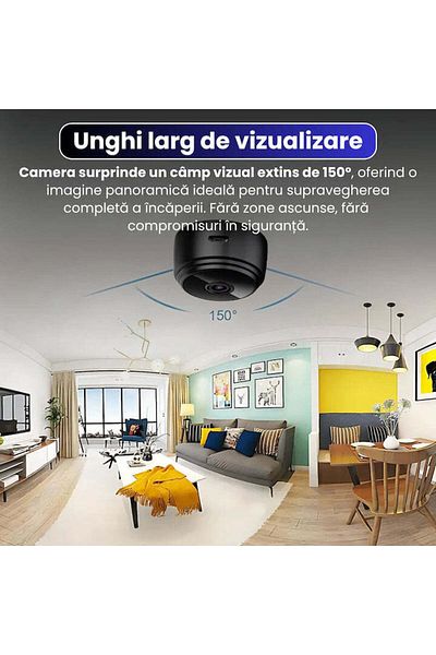 Spionescu Mini magnetic camera with stand, WiFi HotSpot, 1080P, night vision, motion detection, 150°