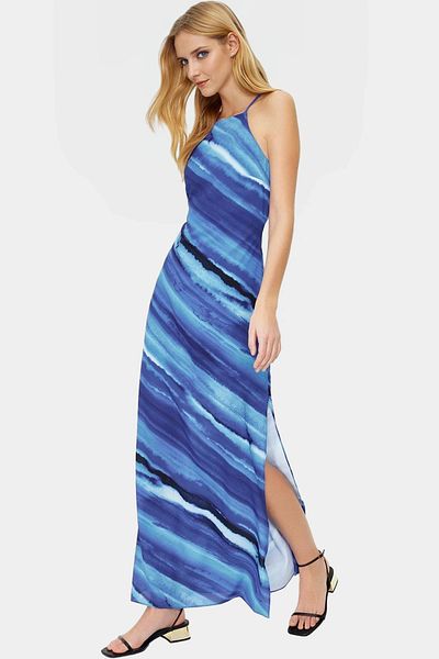 PayBuy A Line Maxi Dress Halter Neckline Woven Polyester Summer Premium Quality Professional Look