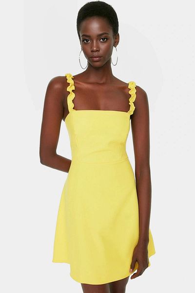 PayBuy Feminine Ruffle Detailed Mini Dress a Line Mold Woven Fabric Professional Appearance Quality Craftsmanship