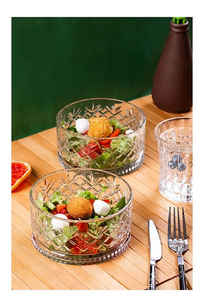 Perotti 4-Piece Glass Snack Bowl and Salad Bowl Large Size 460 ml 12 cm