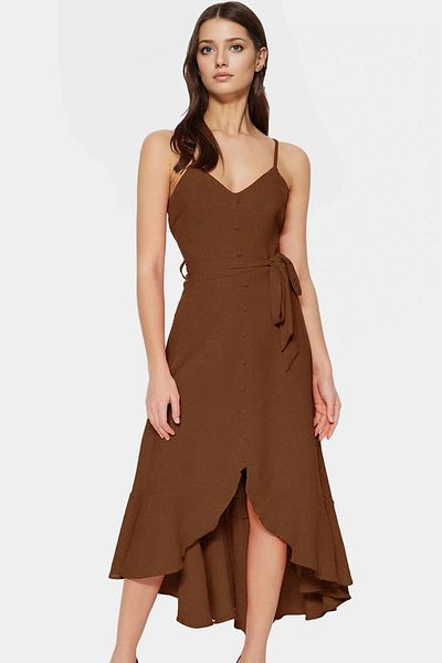 PayBuy Maxi Dress a Line Cutout Sleeveless Woven Fabric Belted for Summer Casual