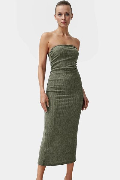 PayBuy Midi Knitted Strapless Dress Bodycon Pattern Summer Casual Daily Comfortable Carefully Selected