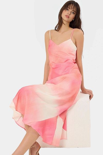 PayBuy Maxi Multi Floral Print A-Line Satin Dress Premium Quality Zarifane Design for Summer Season