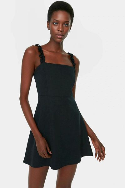 PayBuy Feminine Ruffle Detailed Mini Dress a Line Mold Woven Fabric Professional Appearance Quality Craftsmanship