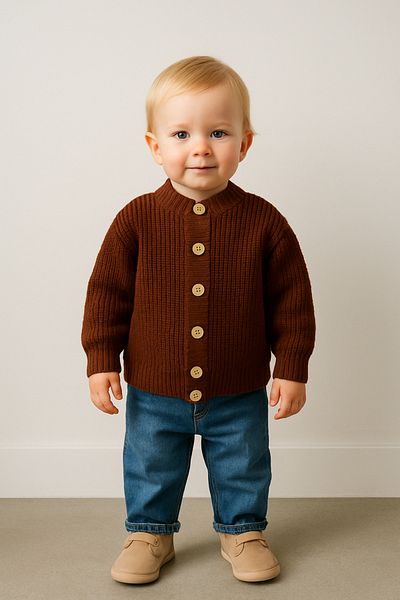 rg kidsstore Crew Neck Unisex Baby Knitwear Cardigan - Buttoned