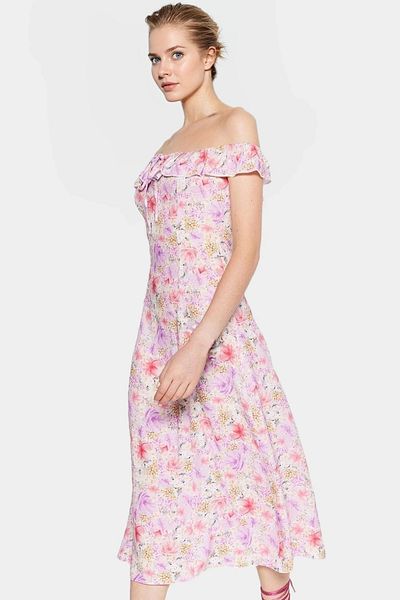 PayBuy Floral Patterned A-Line Midi Dress Shally Woven Summer Comfortable and Stylish Carefully Selected