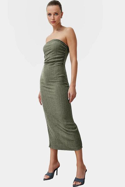 PayBuy Midi Knitted Strapless Dress Bodycon Pattern Summer Casual Daily Comfortable Carefully Selected