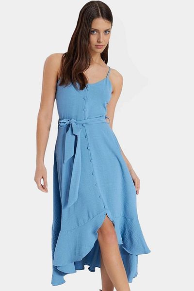 PayBuy Maxi Dress a Line Cutout Sleeveless Woven Fabric Belted for Summer Casual