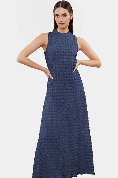 PayBuy Maxi a Line Crew Neck Knitted Dress Lightweight Summer Casual Distinguished Material Special Design Modern Style