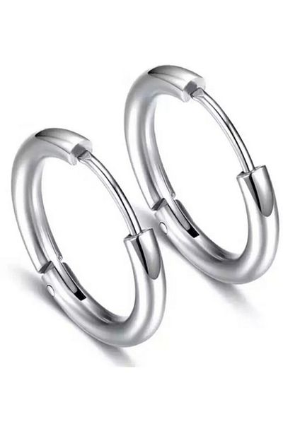 simagift Women Men Unisex Silver Color 316l Surgical Steel Thin Mini Size 8mm Hoop Earrings