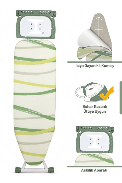 Perilla Silvia Özel Dokuma Kumaşlı Ütü Masası Yeşil