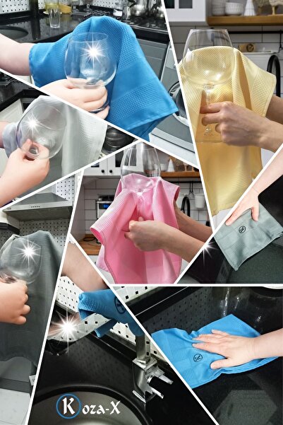 KozaX Mikrofiber Sihirli Temizlik Bezi 6 Adet Cam,ayna,mutfak,banyo,araç Genel Temizlik Bezi (30/40 CM)