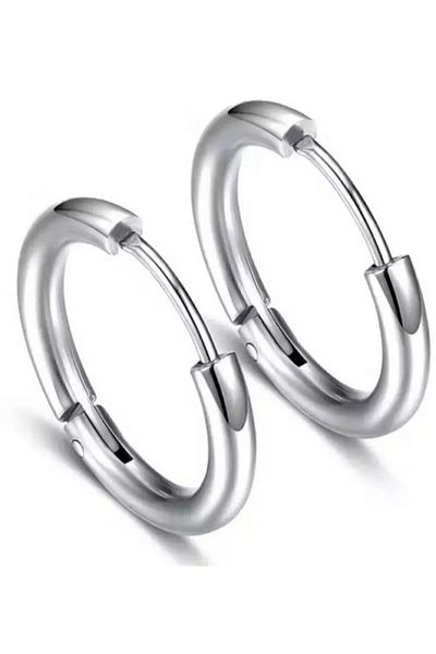 simagift Women Men Unisex Silver Color 316l Surgical Steel Thin Mini Size 8mm Hoop Earrings