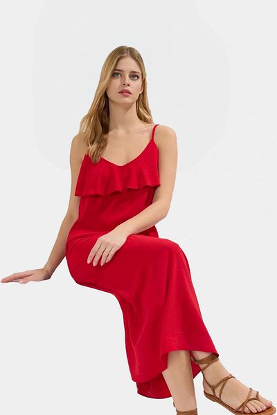 PayBuy Maxi Woven Dress V Neck Ruffle Design Casual Summer Wear Premium Quality Trend