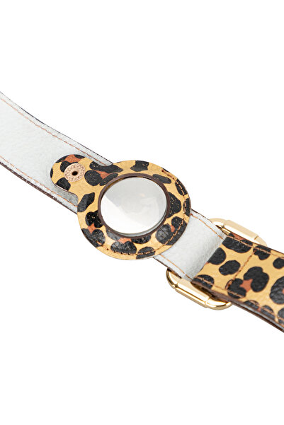 Lev Leather Deri Köpek Tasması, Airtag Bölmeli Hakiki Deri Köpek Tasması-İsim Yazılabilir