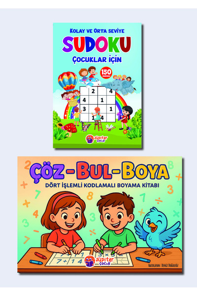 Jüpiter Çocuk Yayınları Sudoku ve Kodlamalı Boyama Seti – 150 Sudoku + 24 Kod...