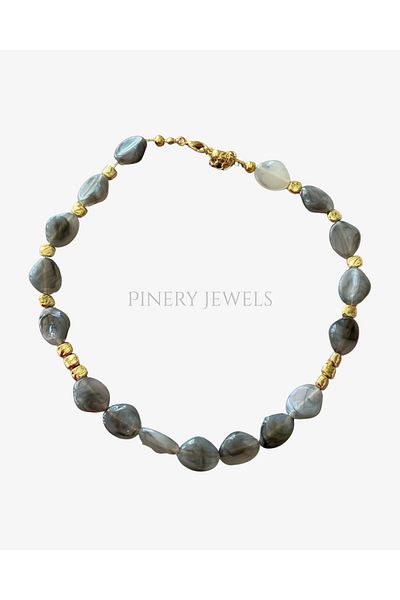 Pinery Jewels Gray Rough Stone Summer Women's Necklace – Modern and Stylish Design