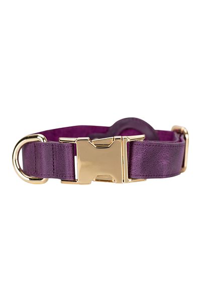 Lev Leather Leather Dog Collar, Genuine Leather Dog Collar with Airtag Compartment-Name Writable