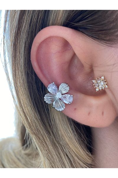 Pinery Jewels Flower Stone Women's Cartilage Earrings
