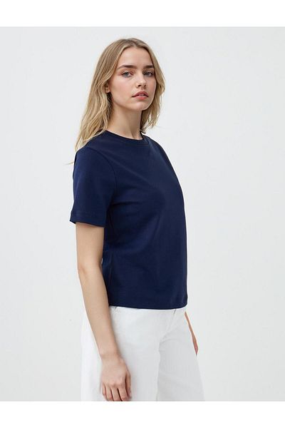 Jimmy Key Navy Blue 100% Cotton Crew Neck Short Sleeve Knitted T-Shirt