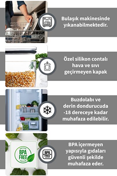 İronika 2100 ml Jumbo Size - Crystal Food Pulses with Real Vacuum Silicone Lid Storage Set