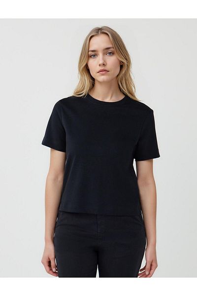 Jimmy Key Black 100% Cotton Short Sleeve Basic Knitted T-Shirt