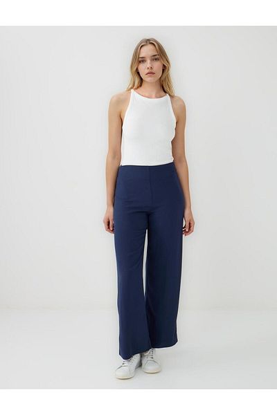 Jimmy Key Navy Blue Regular Leg Regular Waist Woven Trousers